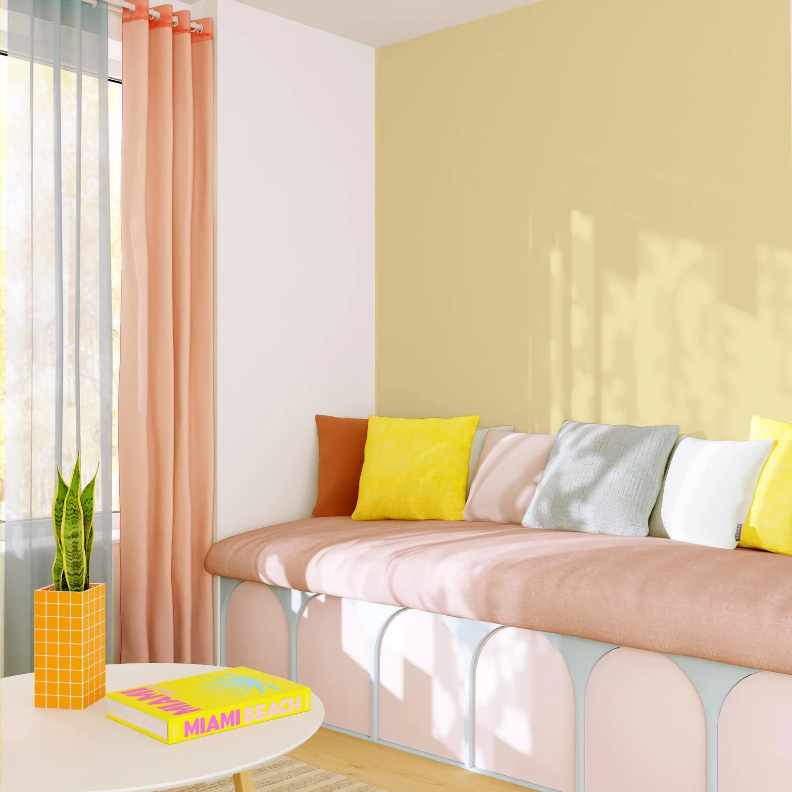 4MURS Papier peint intissé FLORENTINE coloris Jaune beurre