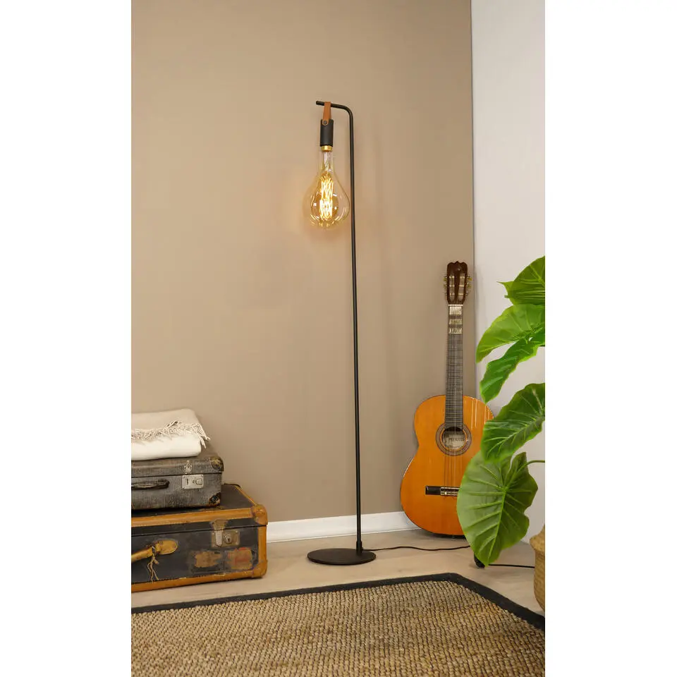 EGLO Apricale Staande lamp - E27 - Leer - Zwart/Bruin