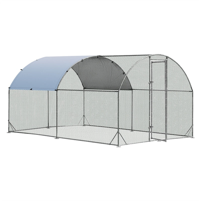 12.5ft Outdoor Metal Chicken Coop Run Galvanized Walk-in Poultry Cage Hen Run House Rabbits Habitat Cage with Cover