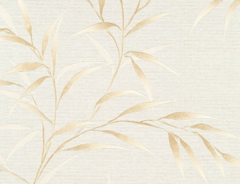 Vliestapete Blume Creme, Gold