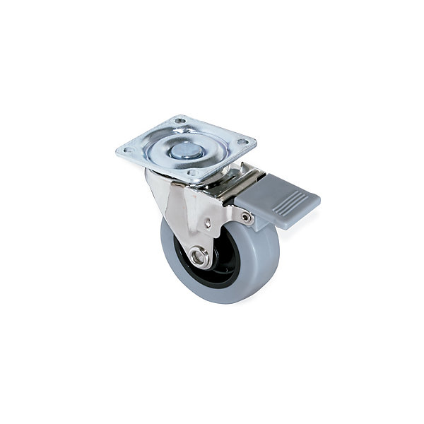 Emuca Lot de 4 roulettes Slip avec plétine de montage, diamètre 75mm, Acier et Plastique, Gris Plastique