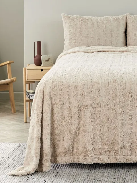Sengetæppe MYGGBLOM 220x240 beige