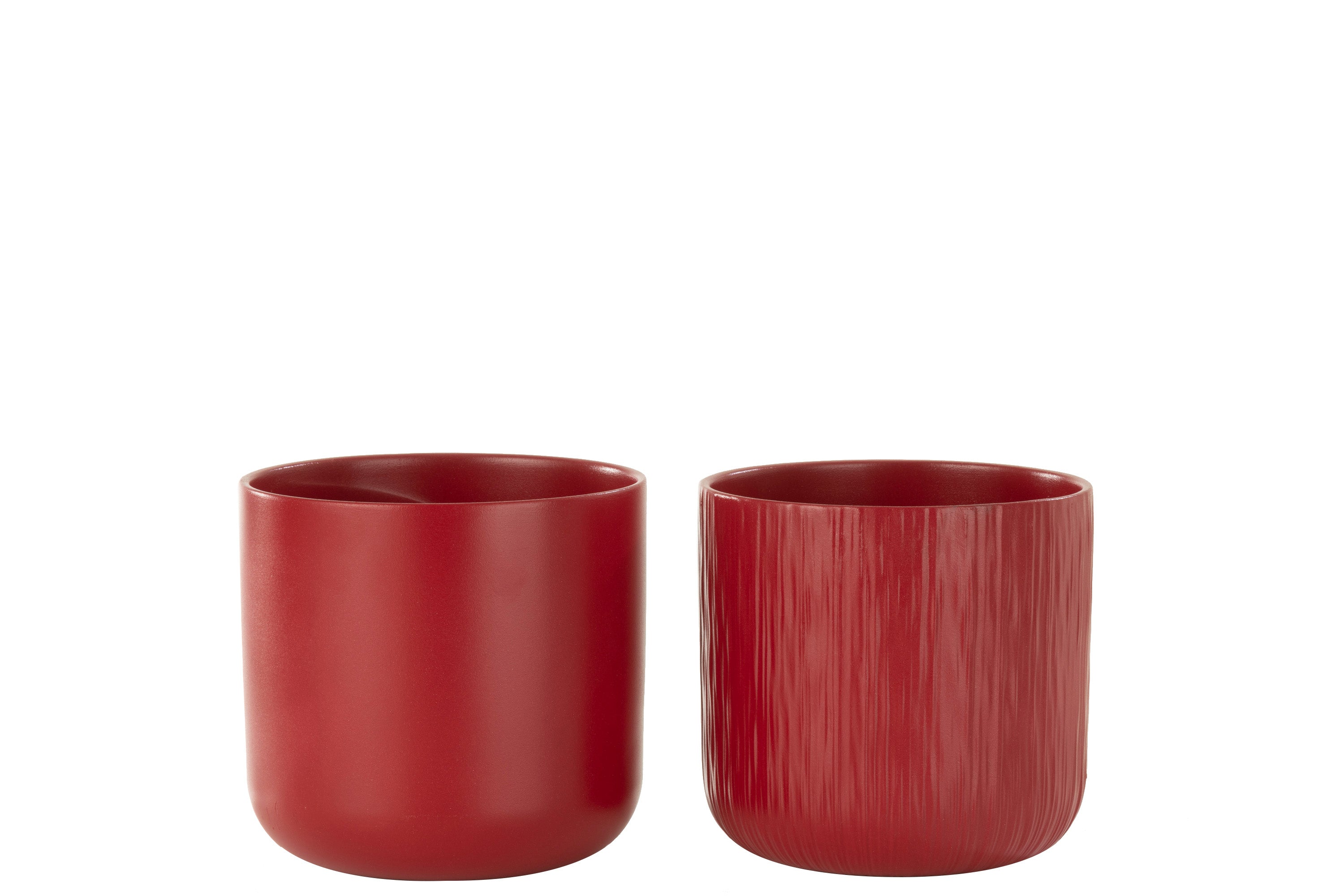 J-Line bloempot Gen - keramiek - rood - large - 2 stuks - Ø 18.5 cm