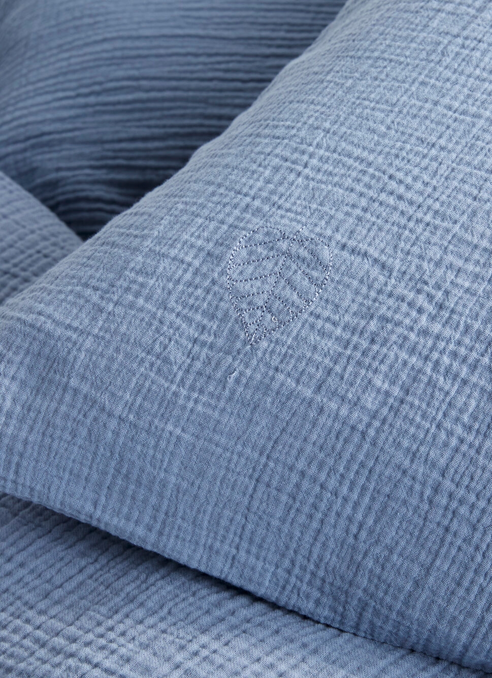 HOUSSE DE COUETTE ENFANT EN GAZE DE COTON BLEU