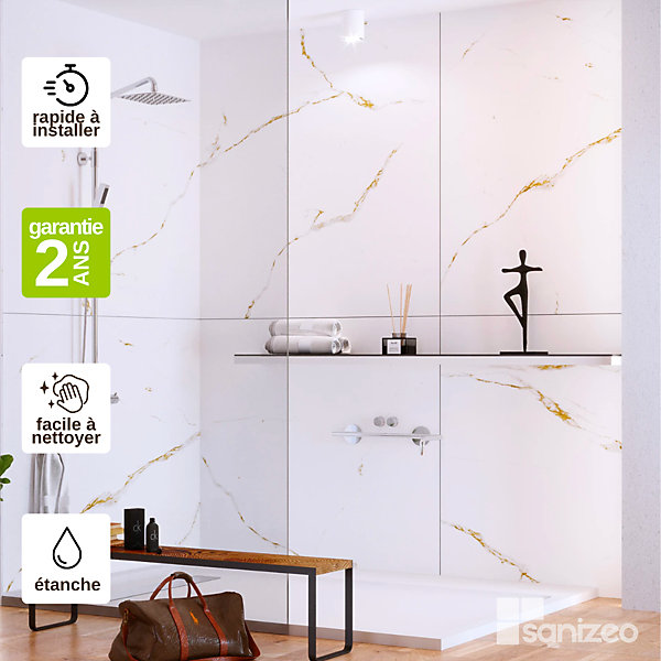 Panneau d'habillage pour bâti,support WC suspendu, 1200x1200x4 mm, finition Marbre Or, Calacatta Gold KOBERT,IN