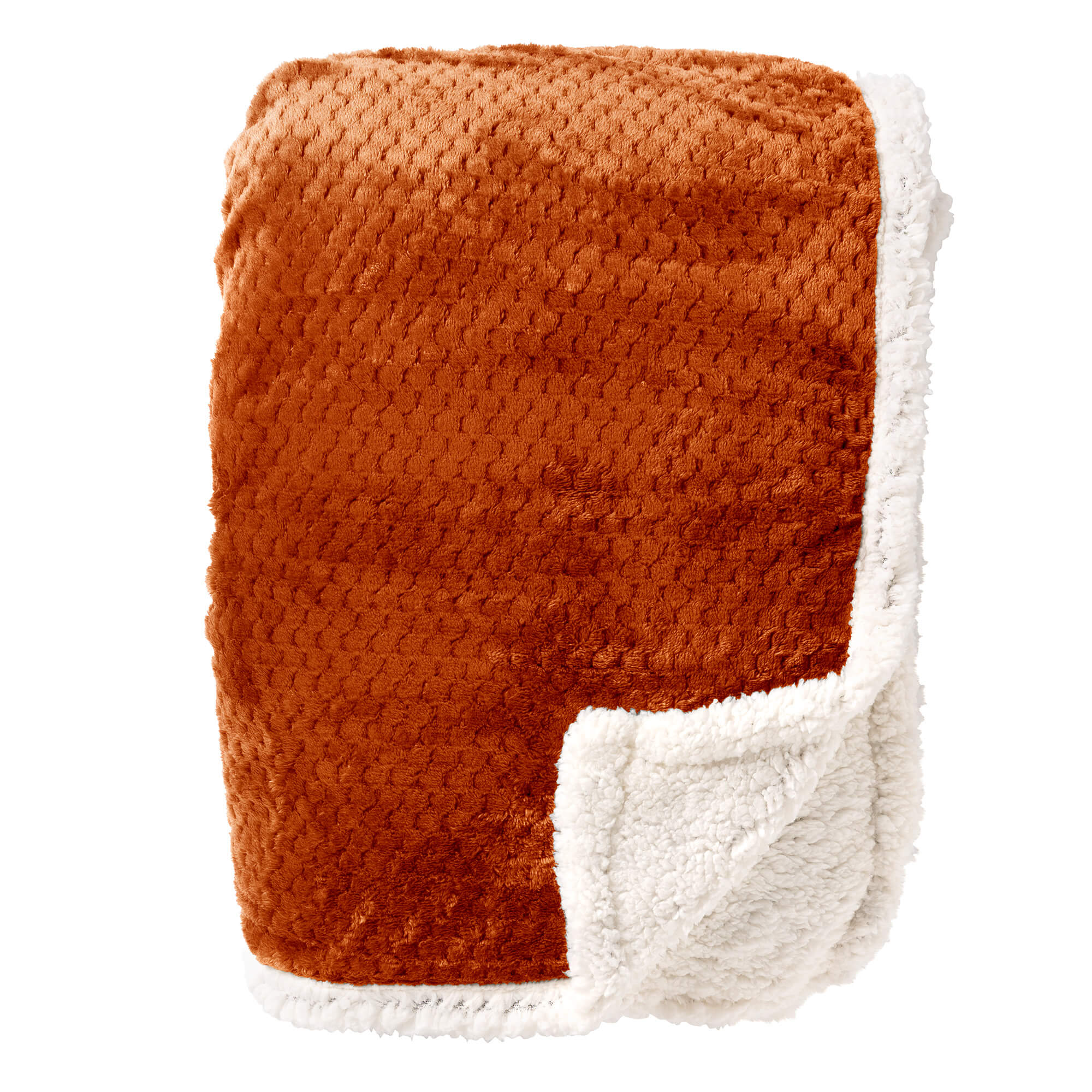 CODY - plaid 150x200 cm - sherpa fleece deken - honingraatpatroon - Potters Clay - oranje