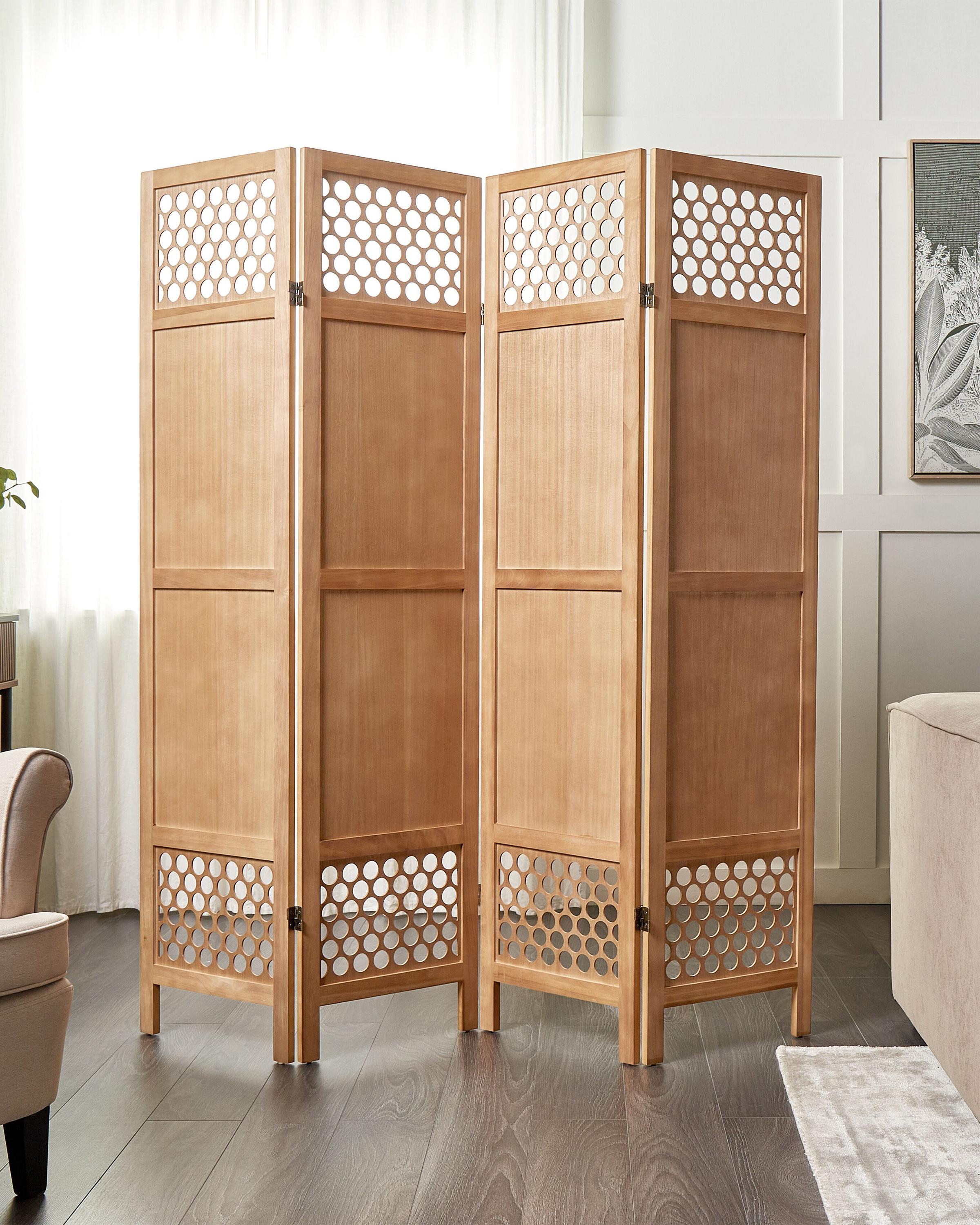 4 Panel Room Divider CERTOSA Light Brown 163 cm 170 cm