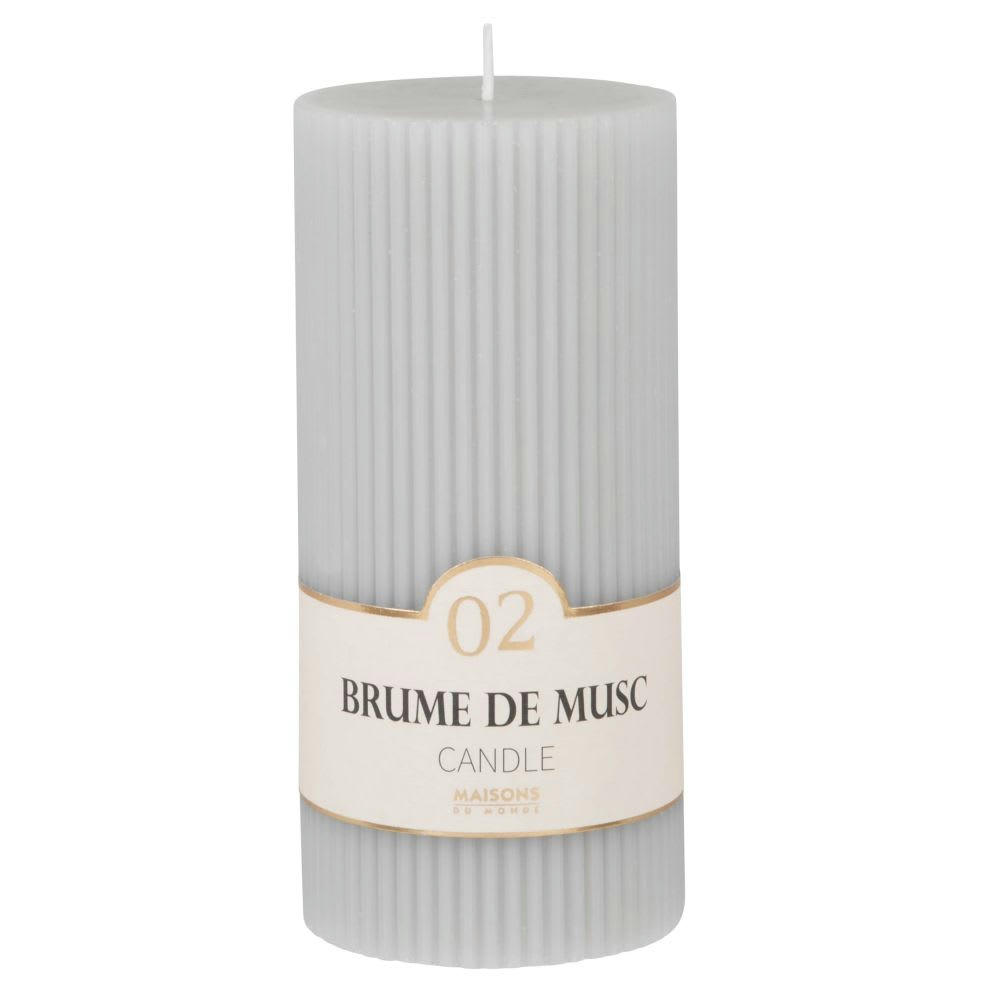 COLORAMA - Bougie striée parfumée grise H15, 500g