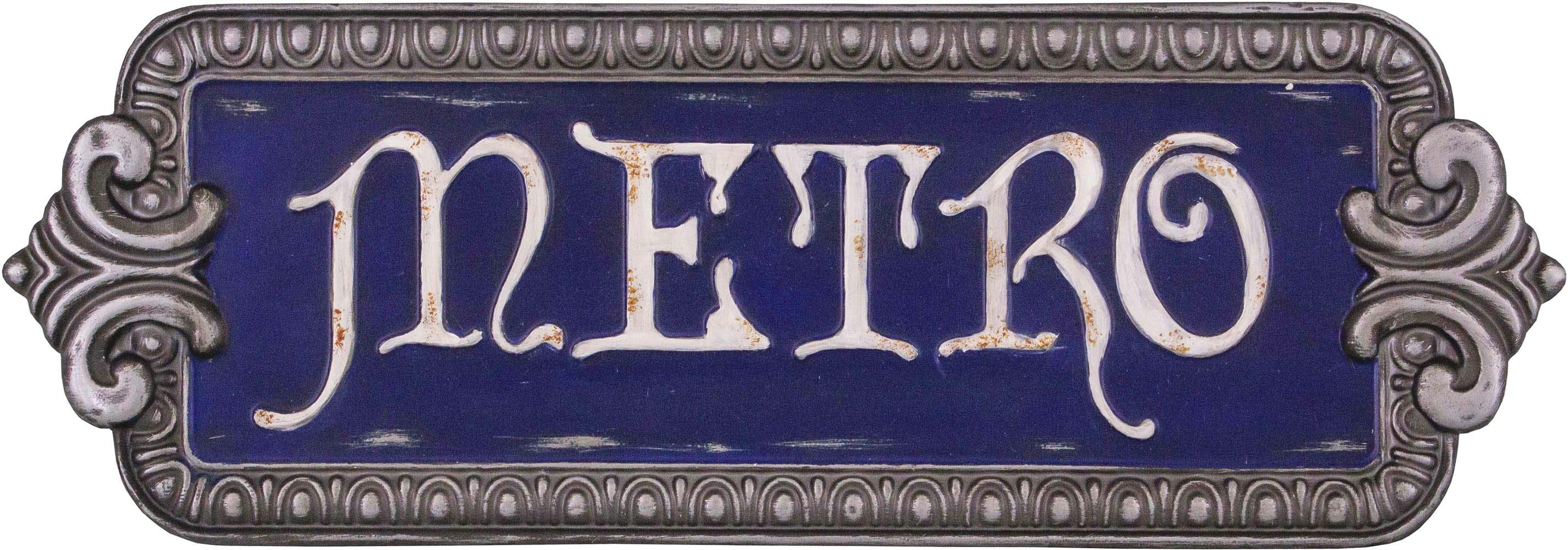 - Plaque métallique découpée style rétro métro