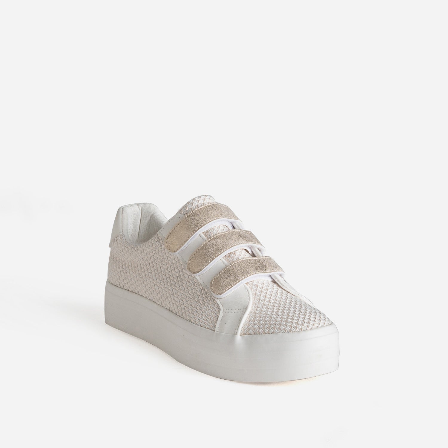 Tennis plateforme beige à scratchs