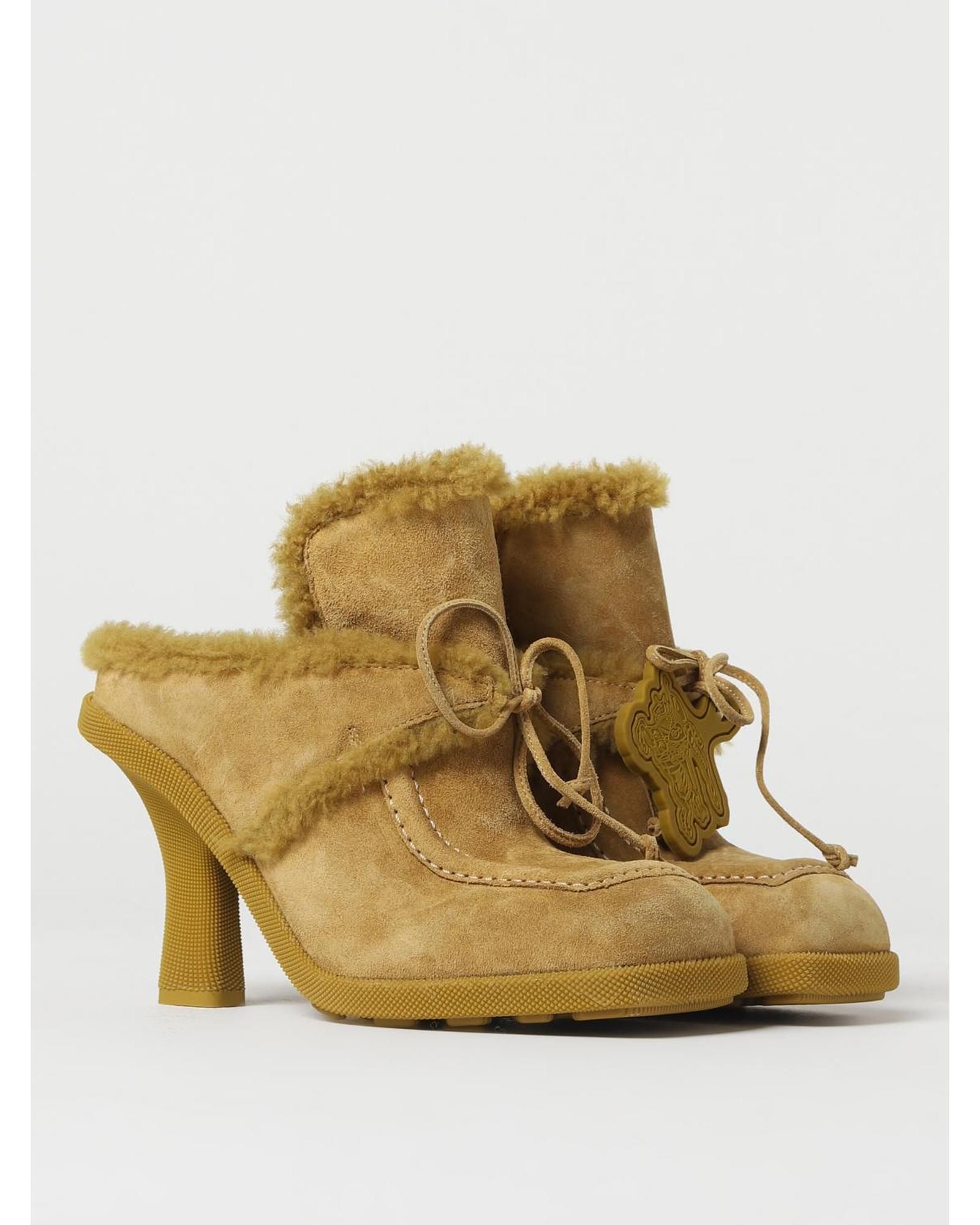 Burberry Shearling Booties Suede Heels Wo - Beige