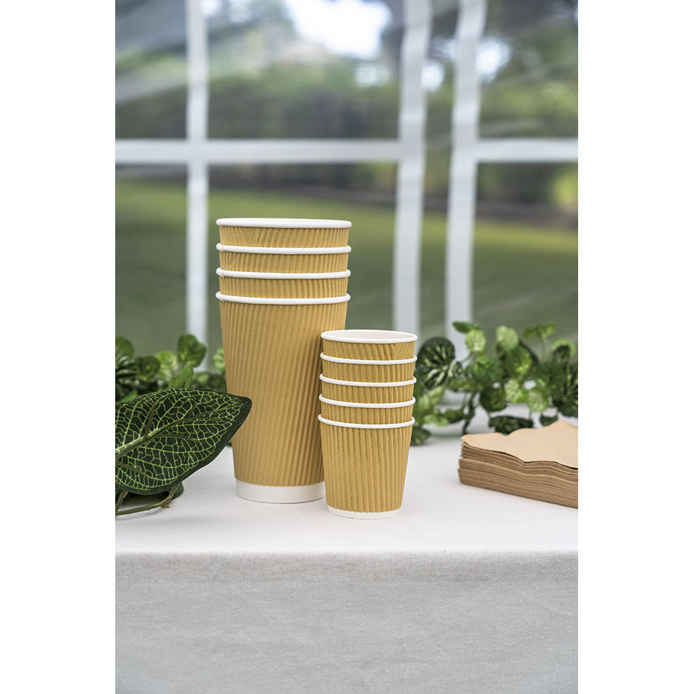 Gobelet cartonné extérieur cannelé beige et blanc 10 cl x25