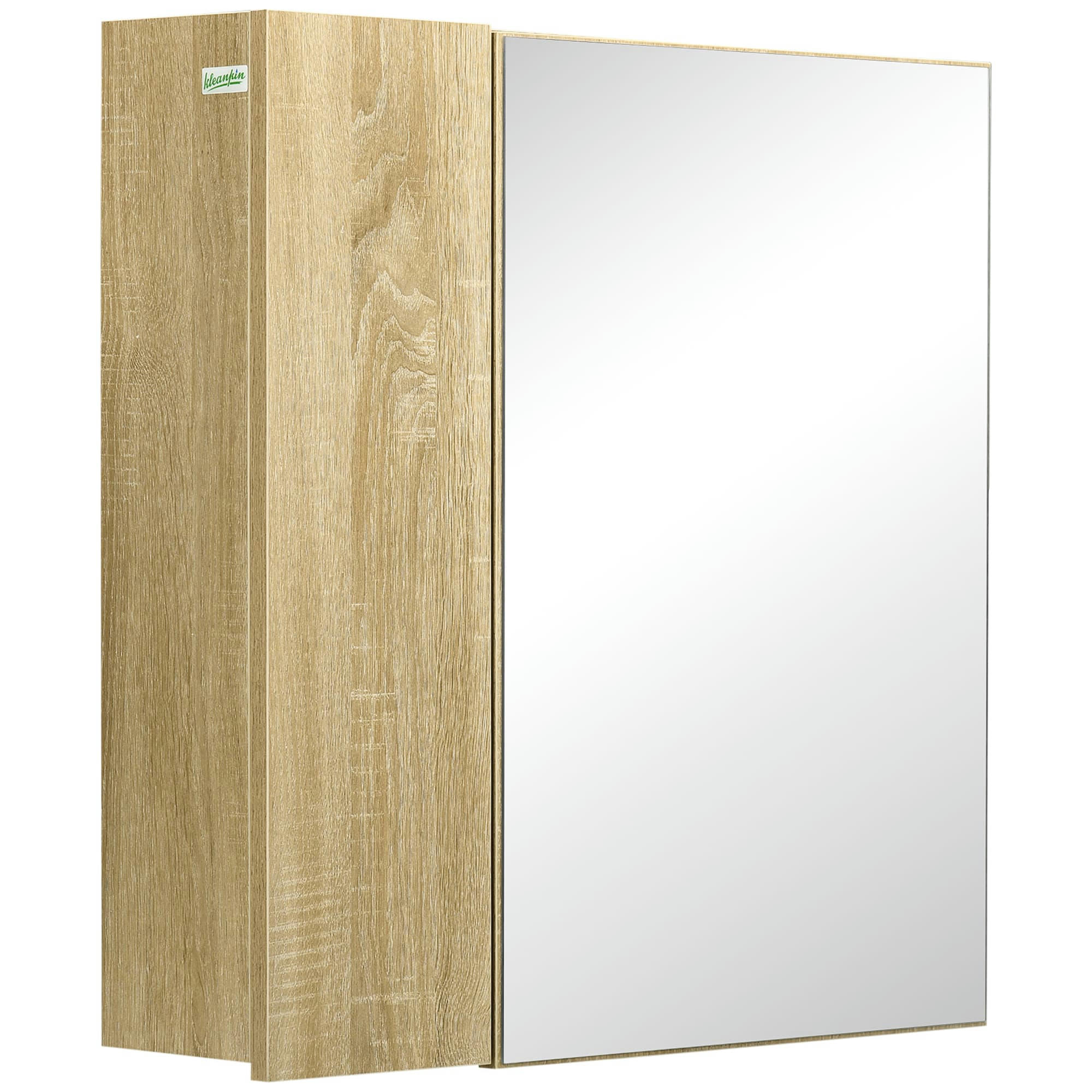 - Armoire miroir de salle de bain - 2 portes, 2 étagères - chêne clair