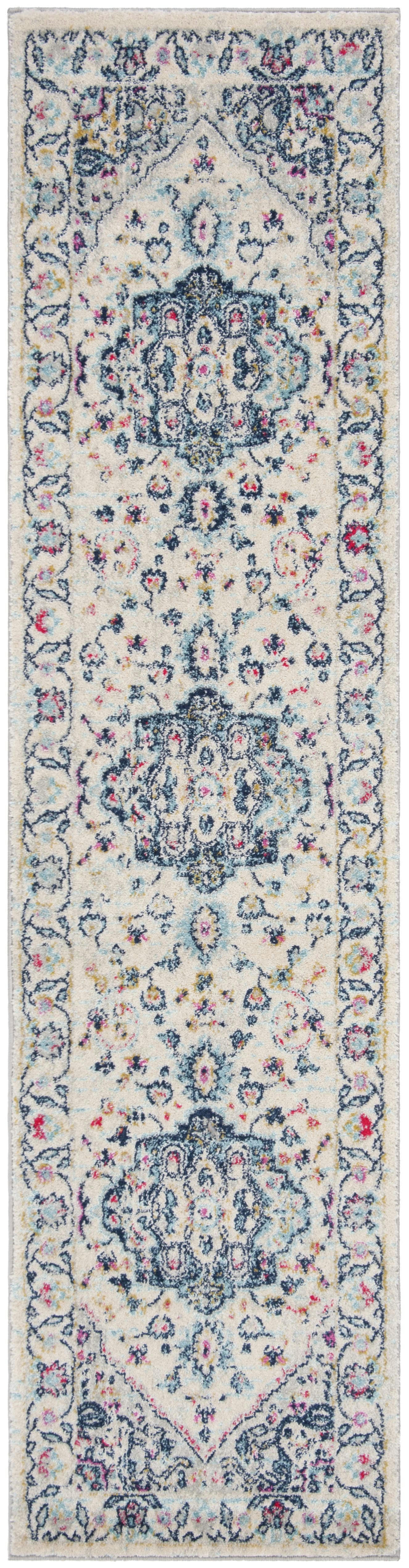 MADISON - Tapis de salon interieur en bleu marine & fuchsia, 61 x 244 cm