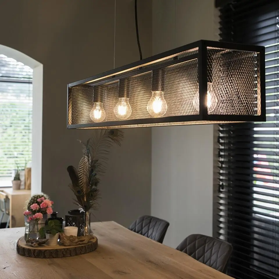 Qazqa hanglamp cage_wire zwart e27