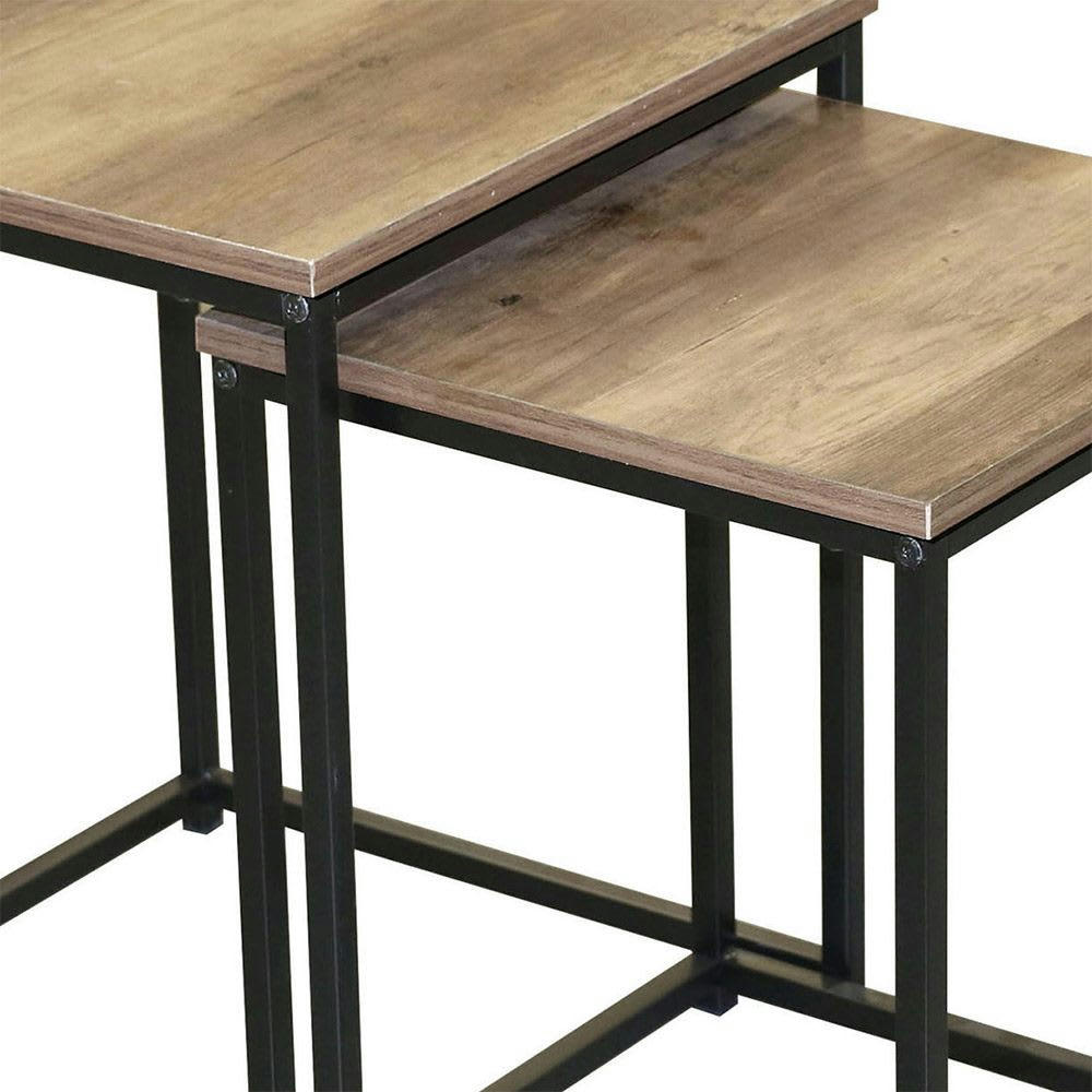 JOYA - Tables basses gigognes en bois et métal noir