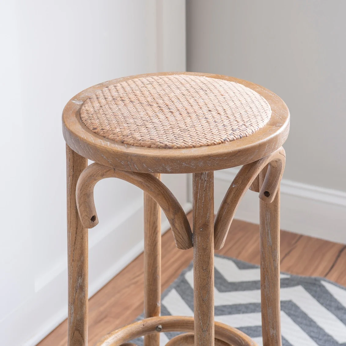 Flint Rattan Seat Backless Bar Stool