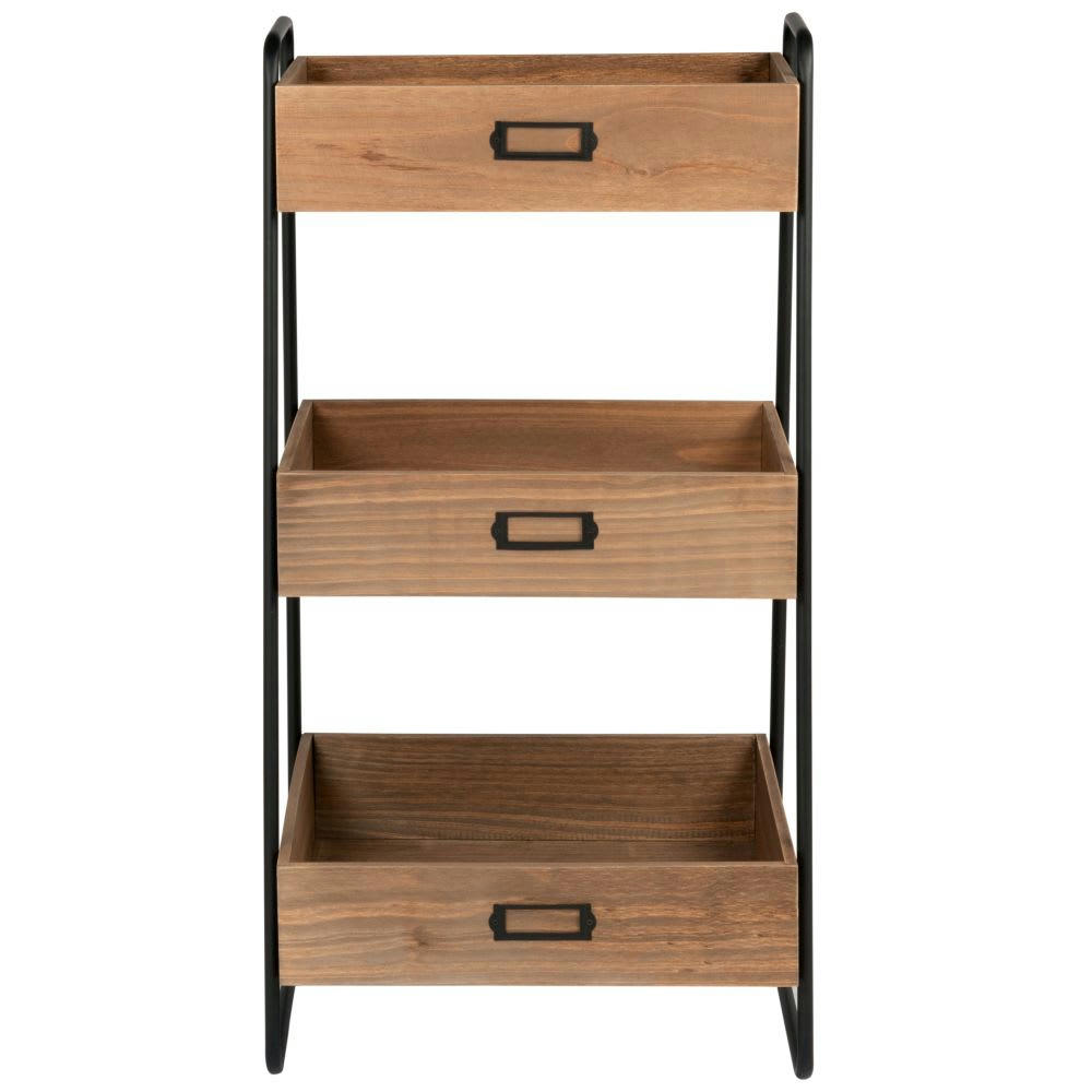 - Petit meuble de rangement 3 cagettes en métal noir