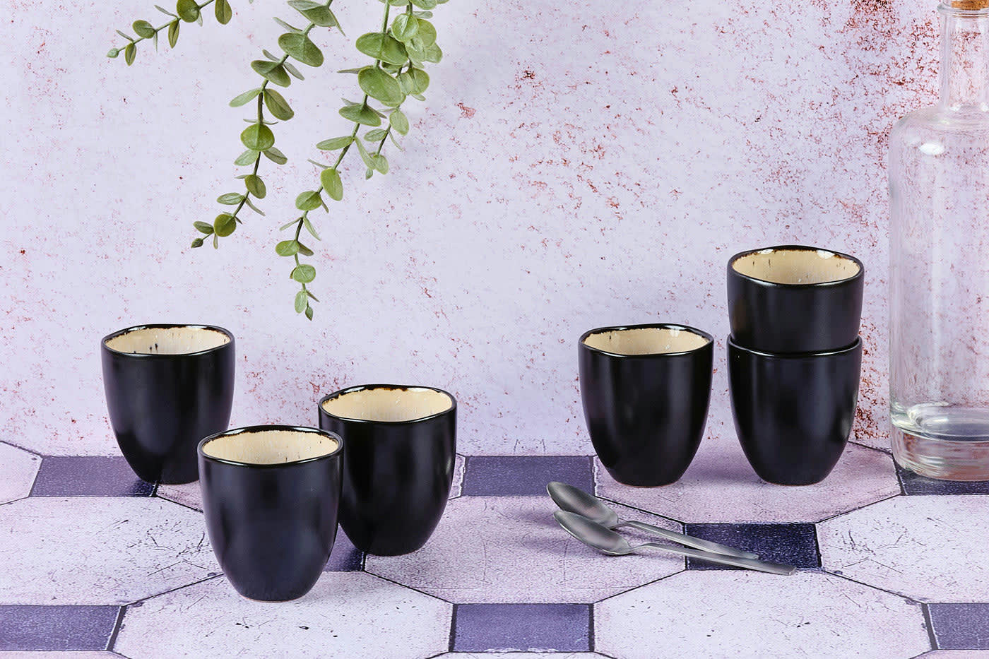 REACTIV - Lot de 6 tasses en grès blanc D7