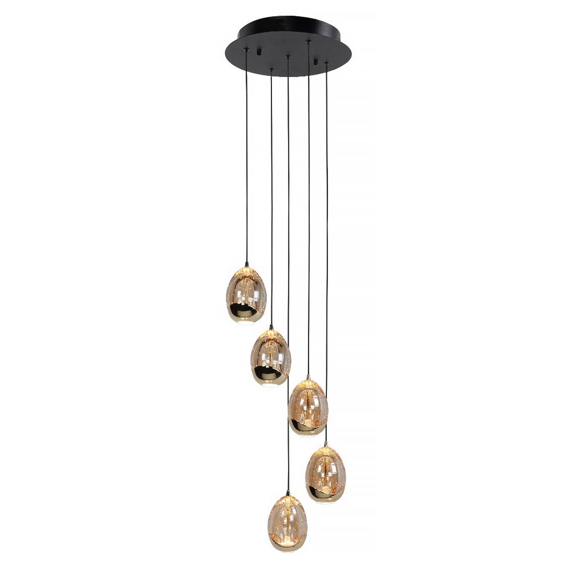 Highlight hanglamp Golden - 5 lichts - 30 x 155  cm - amber zwart