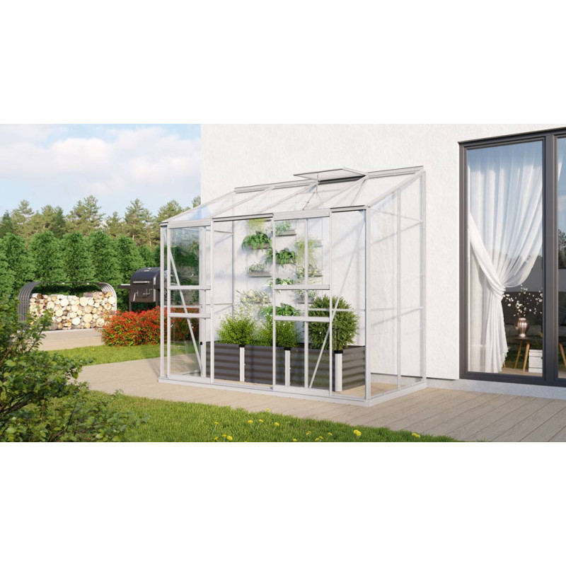 Serre adossée en verre Styx aluminium anodisé 3,3 m² VITAVIA
