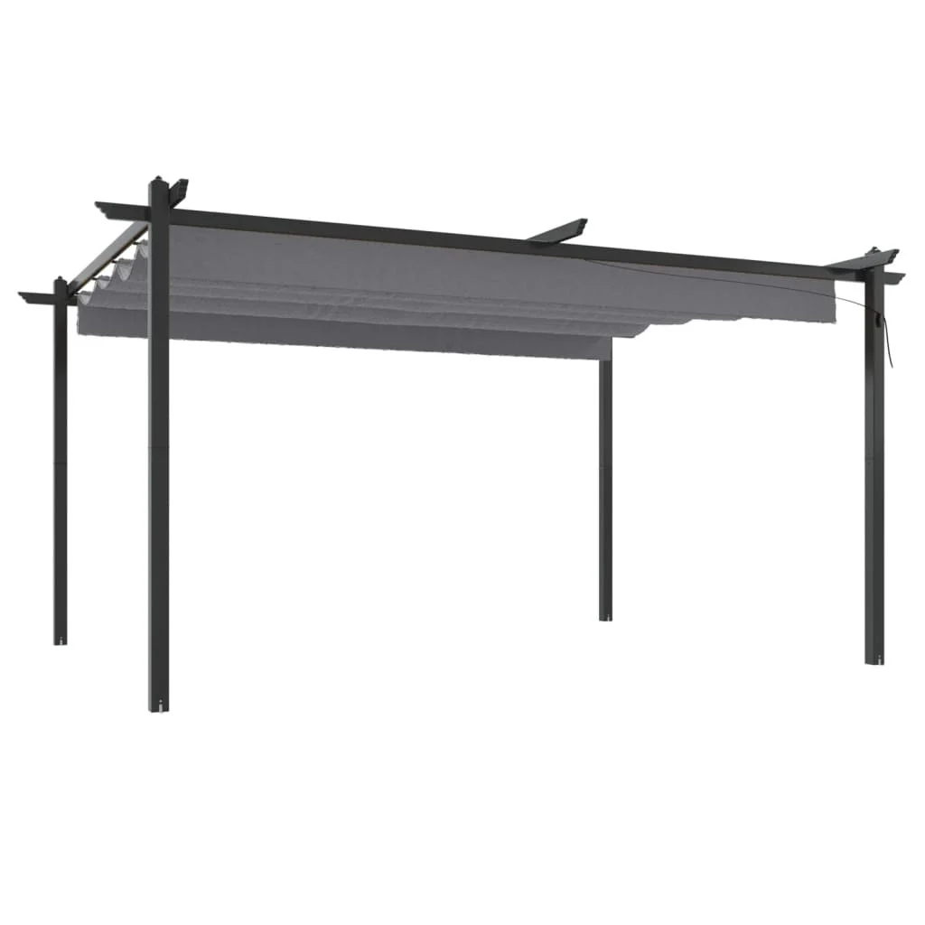 Altana Ogrodowa Antracytowa Ze Zwijanym Dachem Pergola Zadaszenie 4x3 m