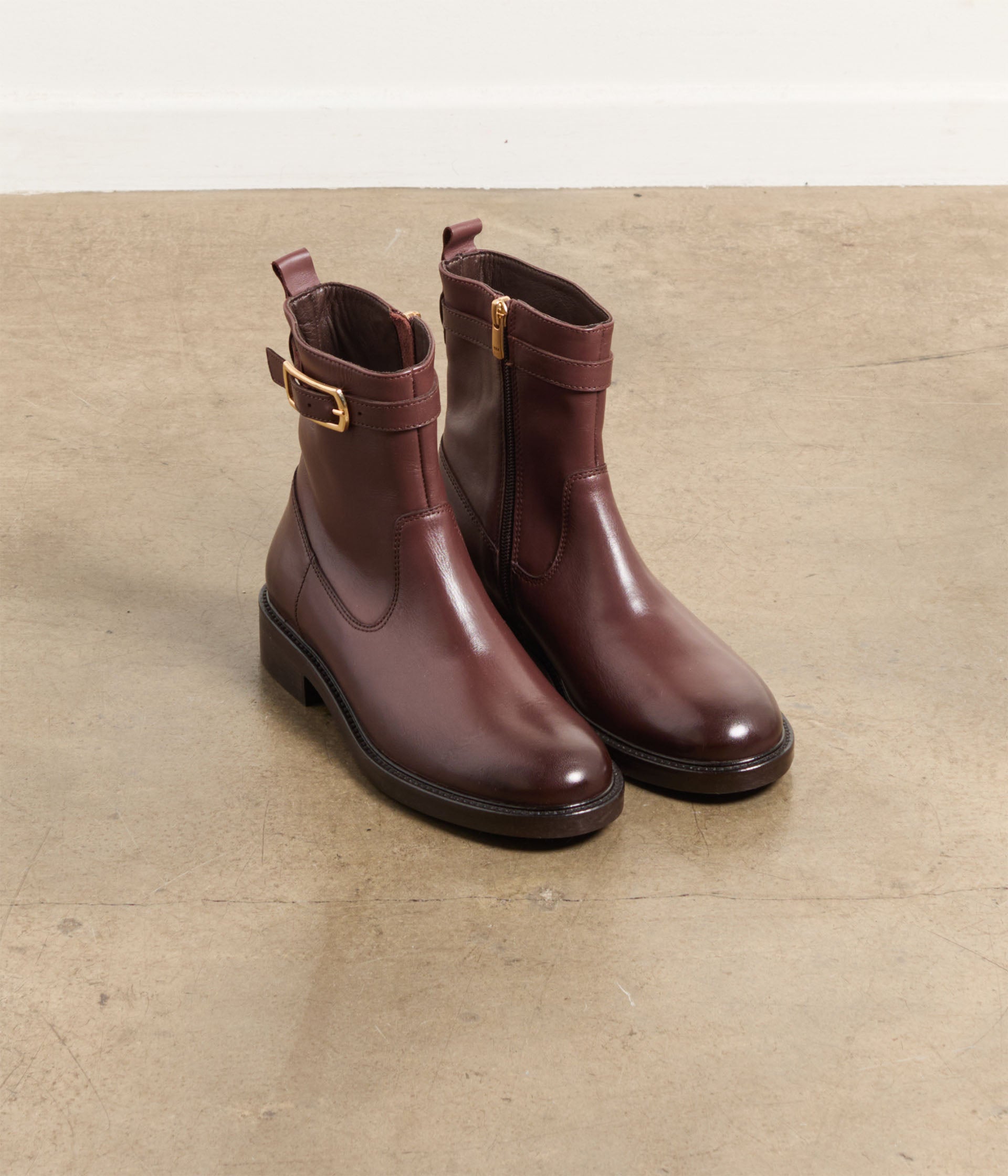 Boots en cuir chocolat Alanna