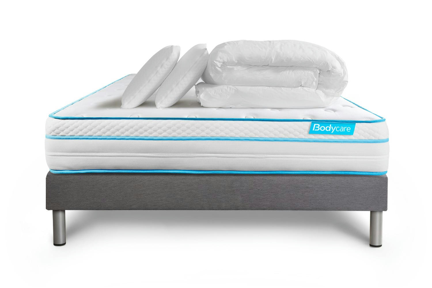BODYMAX - Pack matelas sommier kit 140x190 oreiller couette