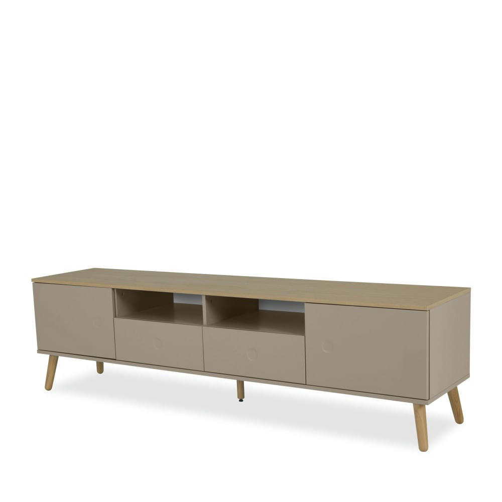 DOT - Meuble TV en bois 2 portes 2 tiroirs L192cm taupe