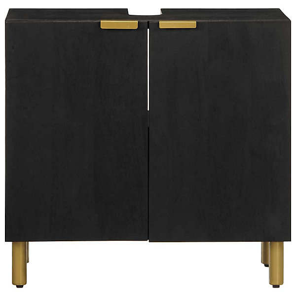 Armoire lavabo de salle de bain noir bois d'ingénierie vidaXL
