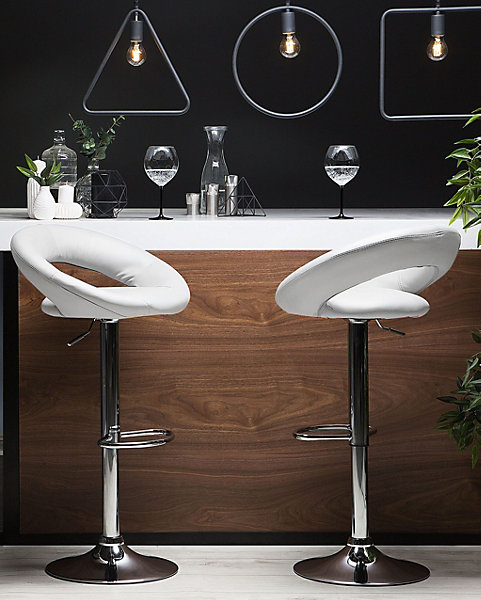 Lot de 2 chaises de bar PEORIA Cuir PU Blanc