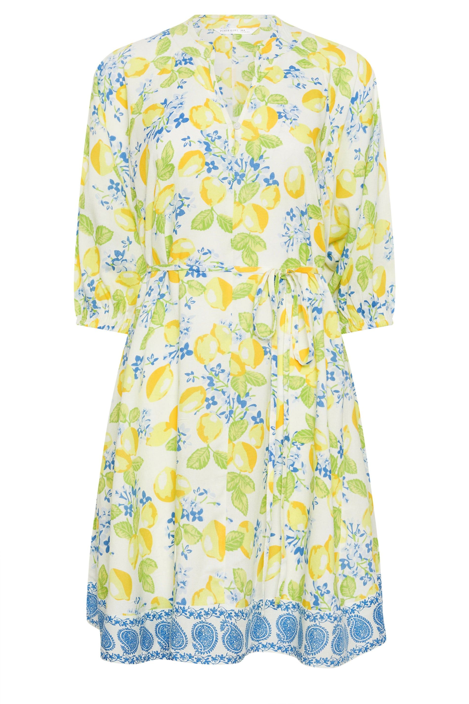 PixieGirl Petite Lemon Print Shirt Mini Dress