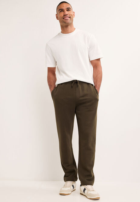 Mens Khaki Straight Fit Joggers