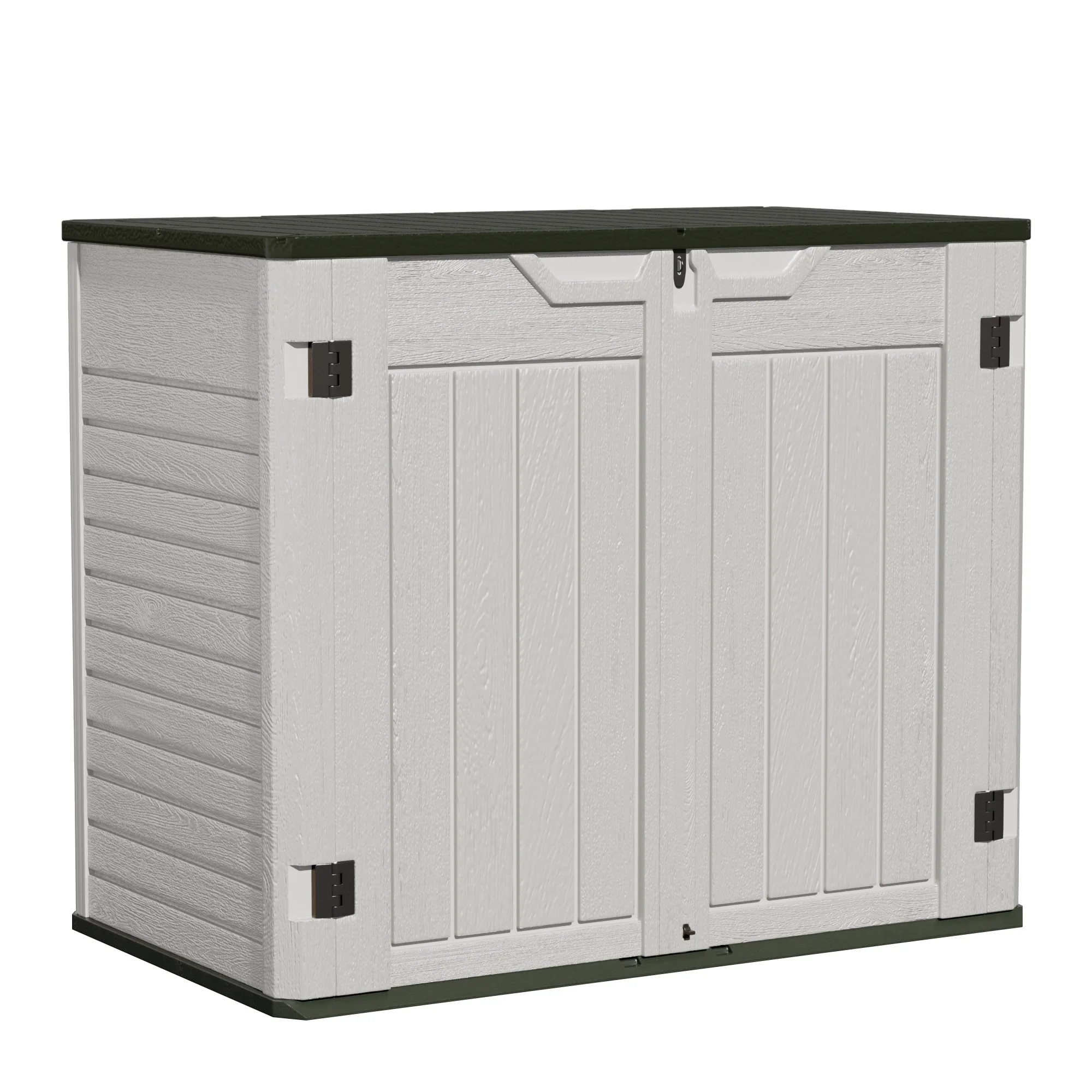 Furniwell 260 Gallon Outdoor Storage Deck Box HDPE Plastic Trash Cans, Dark green