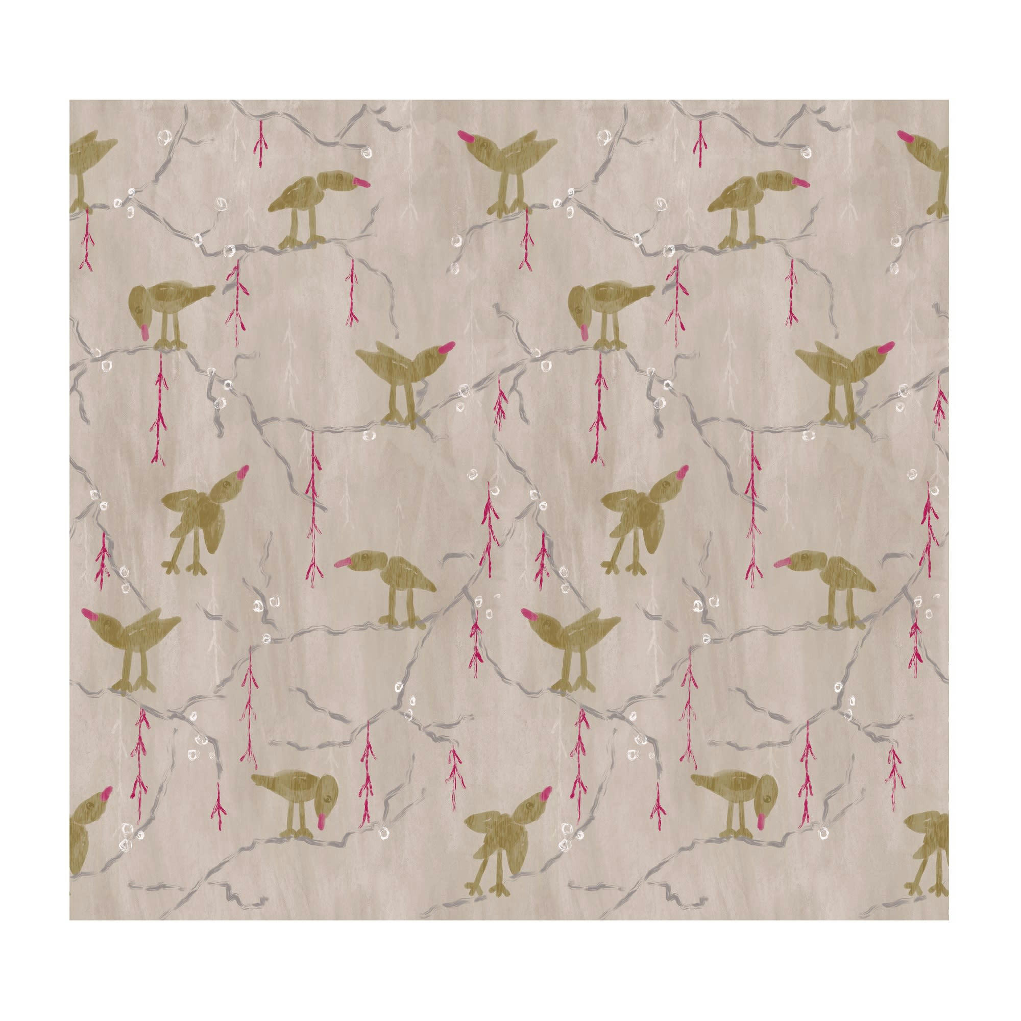 - fresque panoramique oiseau bobbie rose 280x300cm