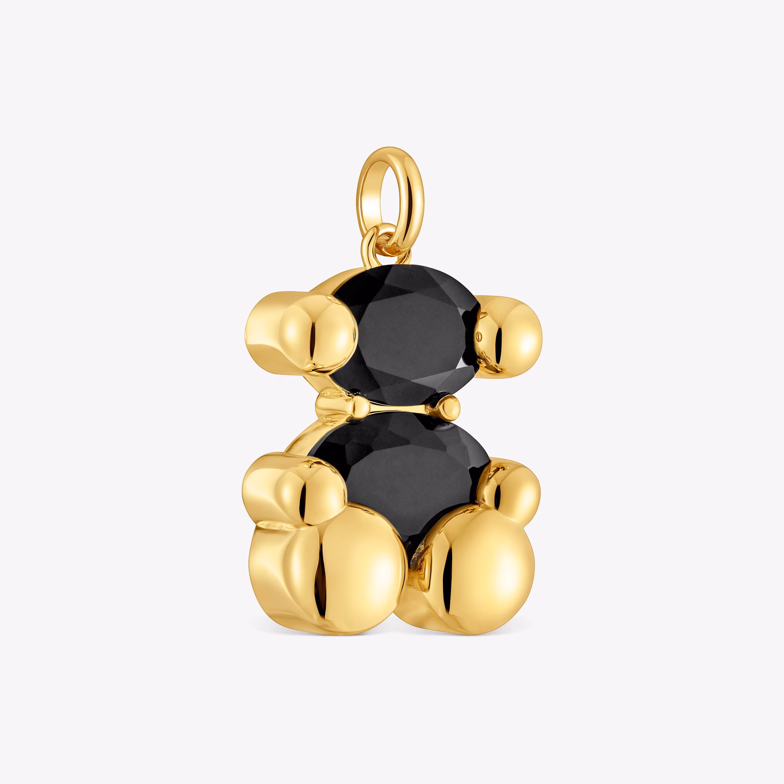 Colgante mediano motivo oso con baño de oro 18 kt sobre plata y ónix Color Bear