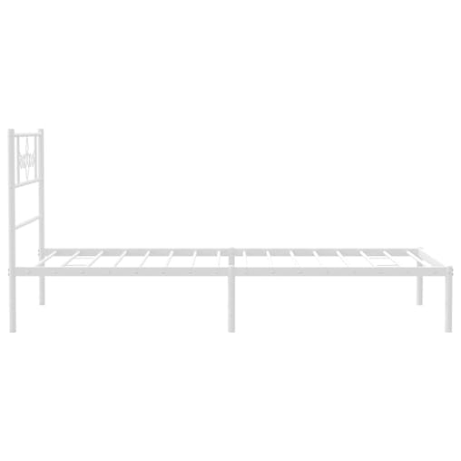 NNEVL Metal Bed Frame with Headboard White 107x203 cm