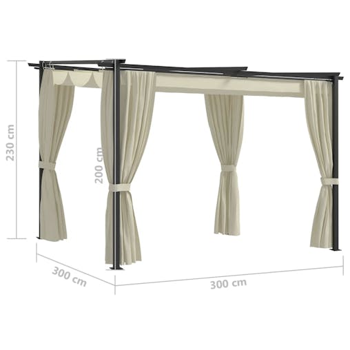 NNEVL Gazebo with Curtains 3x3 m Cream Steel