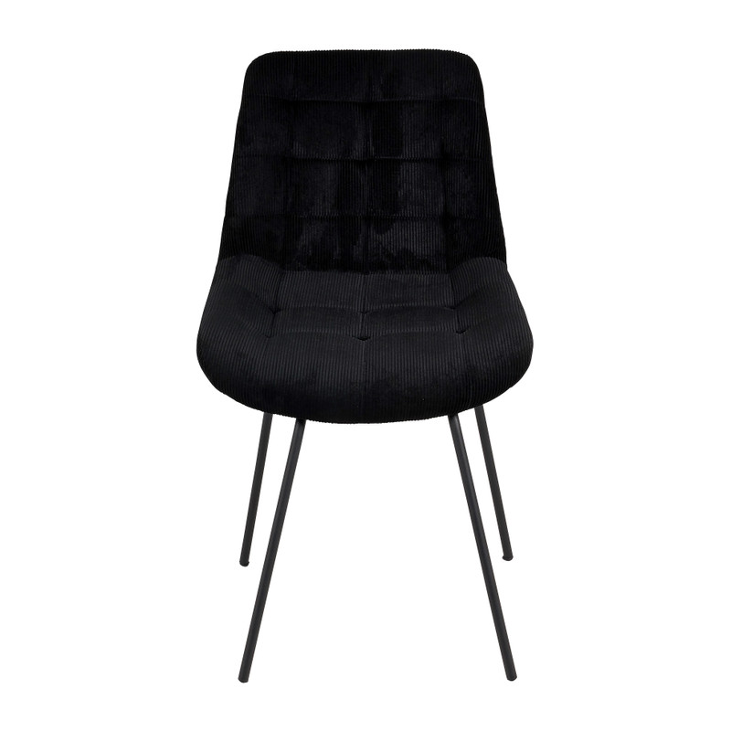 Eetkamerstoel ribstof - zwart - 84x52x52cm