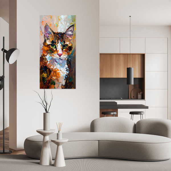 Plakat samoprzylepny do salonu Feeby Abstrakcja Kolorowy Kot 40x80