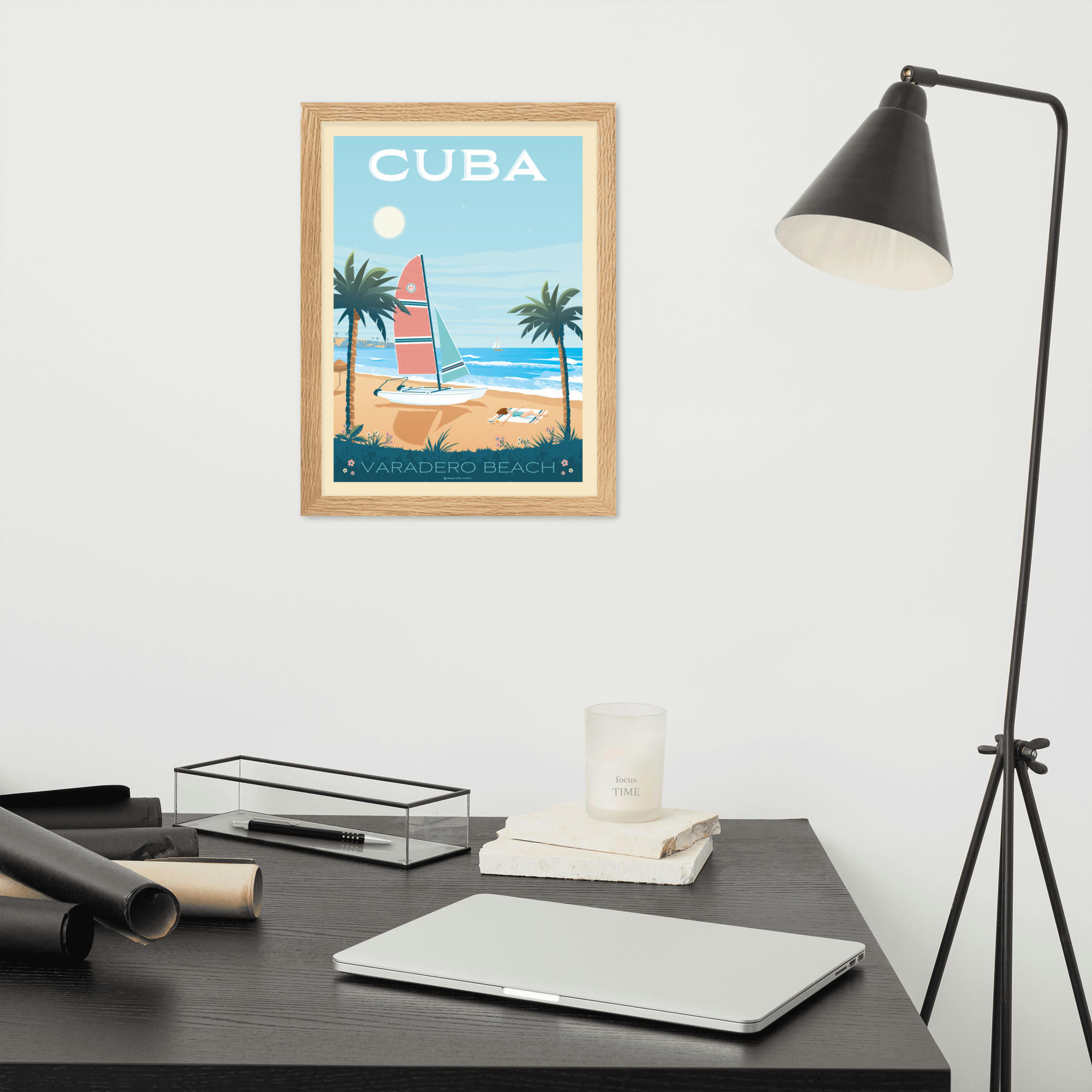 - Affiche Cuba avec Cadre (Bois) 21x29,7 cm