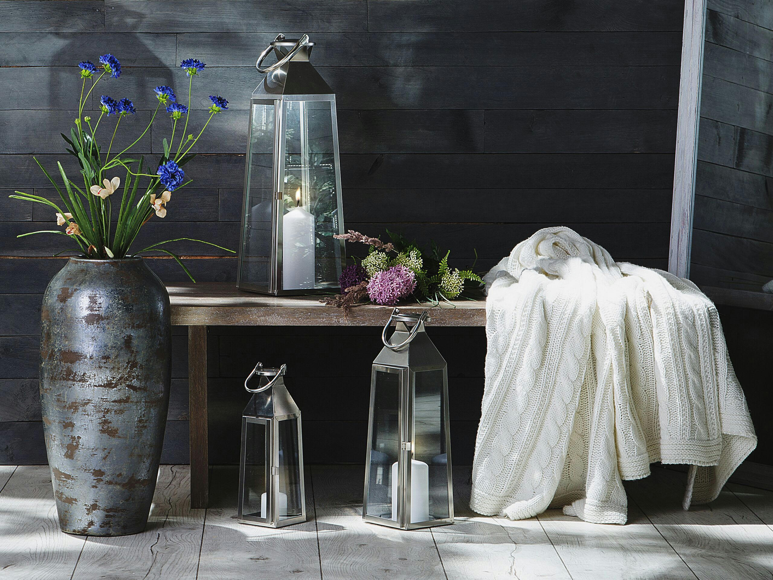 CRETE - Lanterne argentée 53 cm