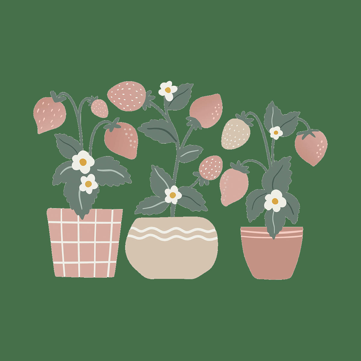 LOUISE - Grand sticker les fraisiers  en vinyle mat rose