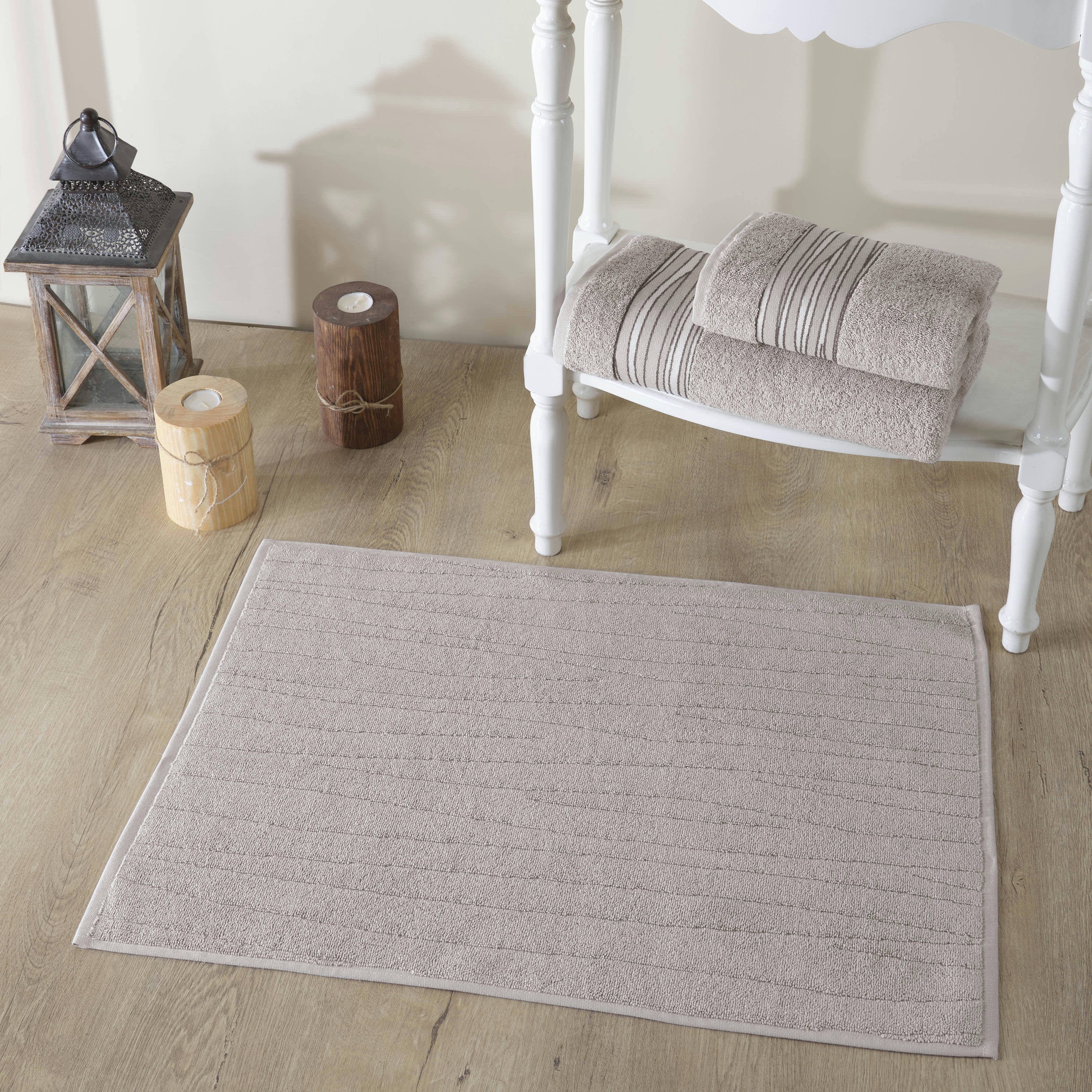 PURE - Set de bain éponge 3 pc Serviette 50x90 +70x140 cm , tapis de bain