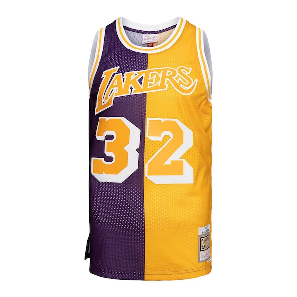 Magic Johnson Los Angeles Lakers Big & Tall Hardwood Classics 1984/85 Split Swingman Jersey - Purple/Gold