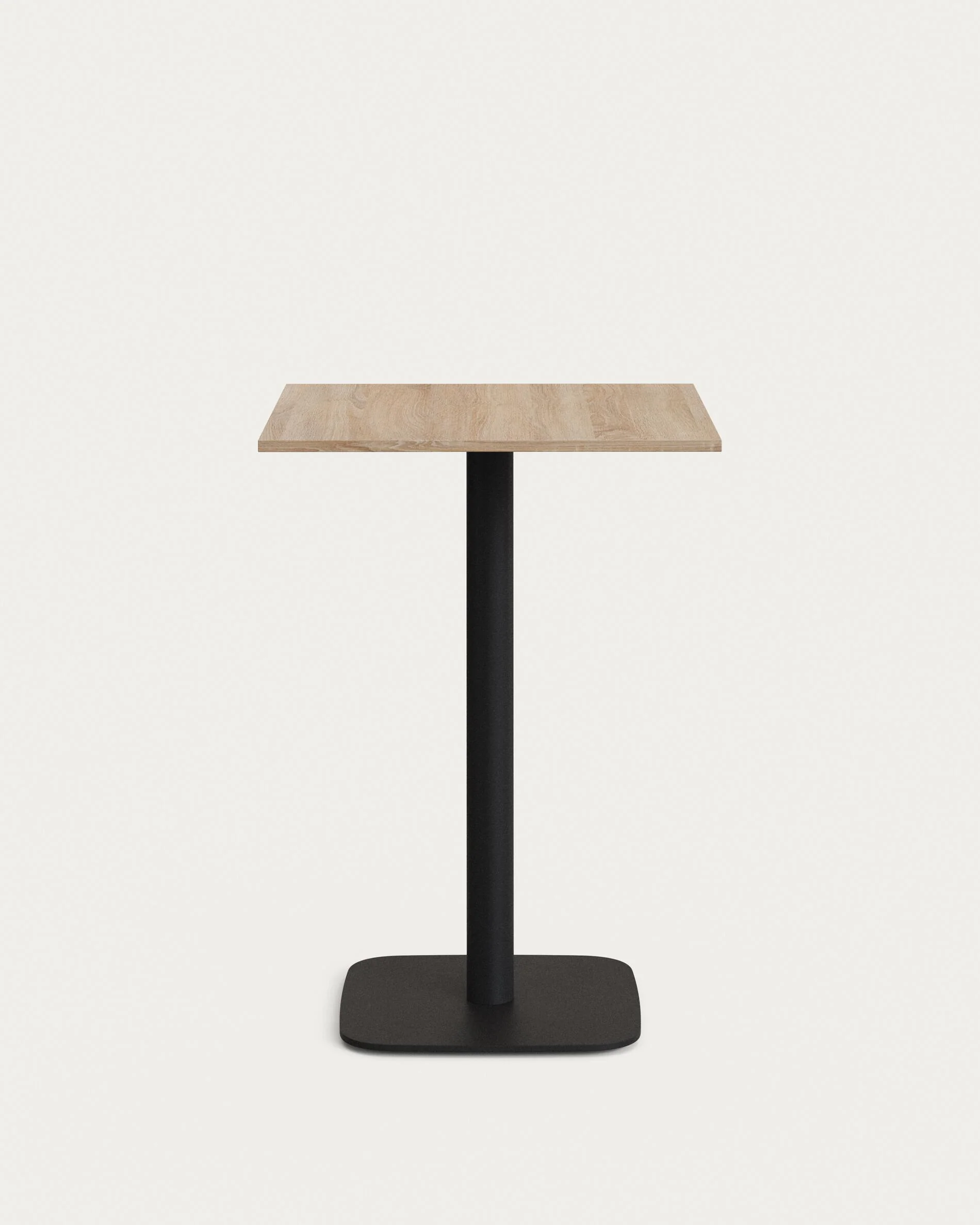 Dina high table in natural finish melamine with metal leg in a painted black finish, 60x60x96 cm