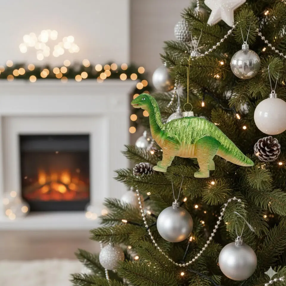 Bellatio decorations Kersthanger - dinosaurus - glas - 16 cm