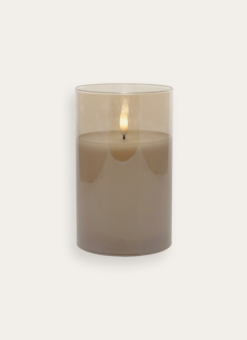 BOUGIE LED AVEC PHOTOPHORE EN VERRE BEIGE TRANSPARENT