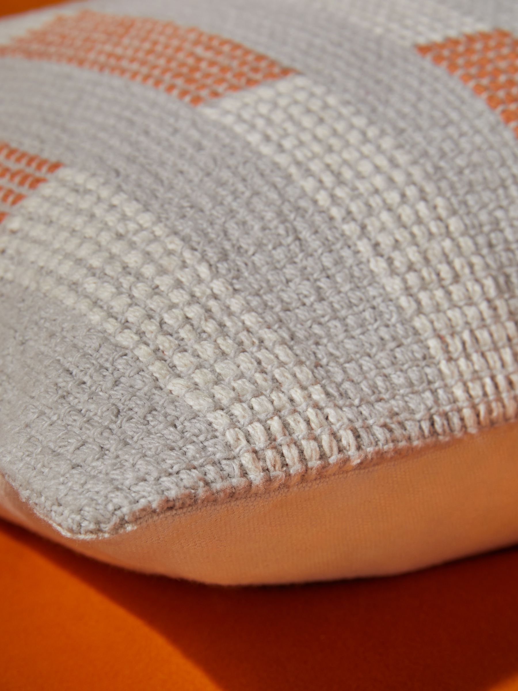 Blake Woven Stripe Cushion in Orange