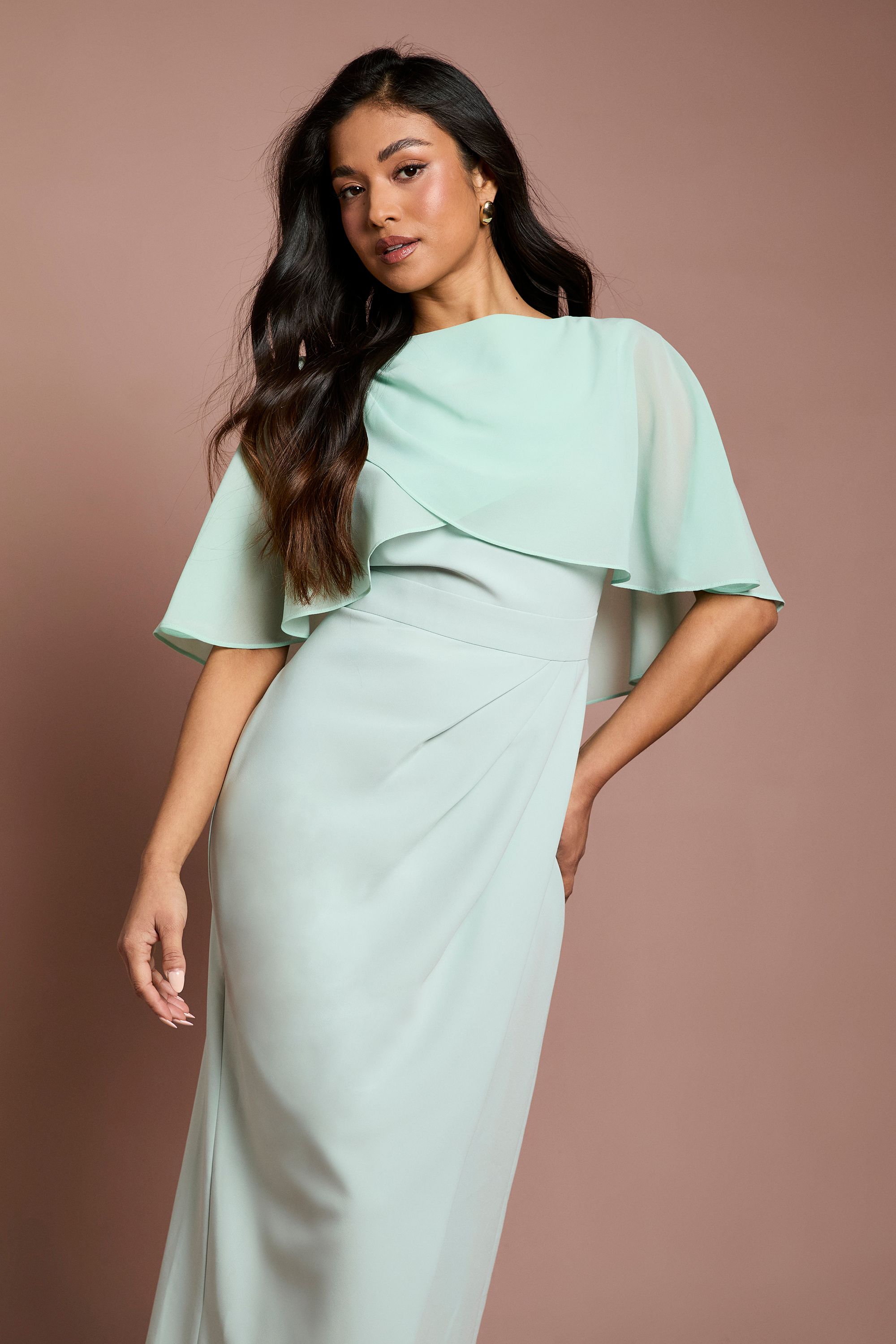 Coast Petite Chiffon Cape Midi Dress